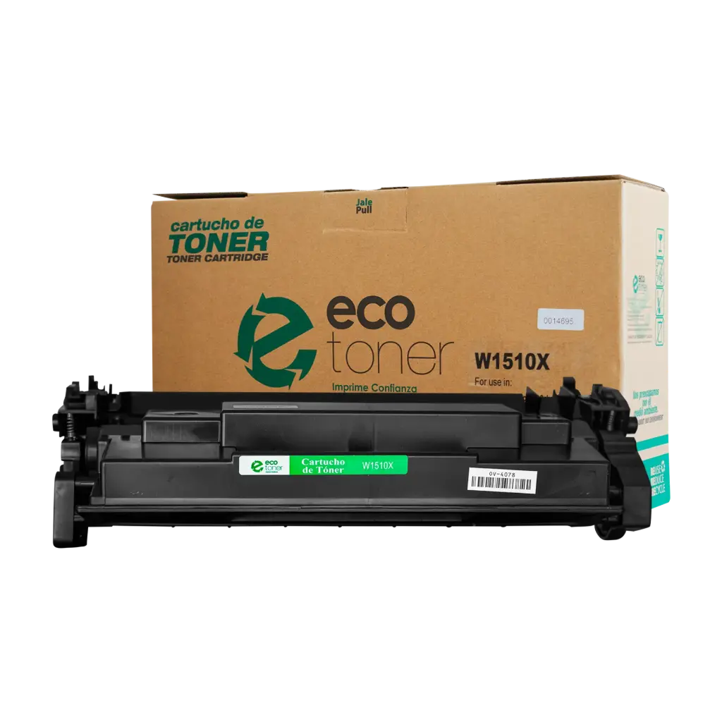 Cartucho de Tóner marca ECO-TONER compatible con impresoras Hewlett Packard Pro4003dw, 4003dn, MFP 4103fdw, 4103fdn, código W1510X, Negro, Alto Rendimiento para 9700 Págs.