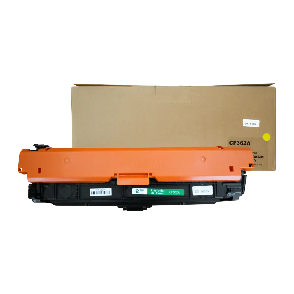Cartucho de Tóner marca ECO-TONER para impresoras Hewlett Packard M552DN, M553DN, código CF362A, Yellow, rendimiento para 5000 páginas