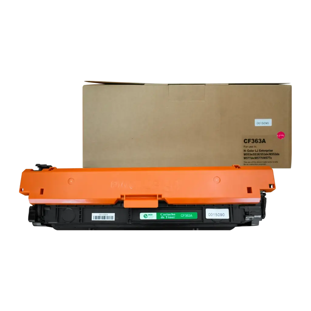 Cartucho de Tóner marca ECO-TONER para impresoras Hewlett Packard M552DN, M553DN, código CF363A, Magenta, rendimiento para 5000 páginas