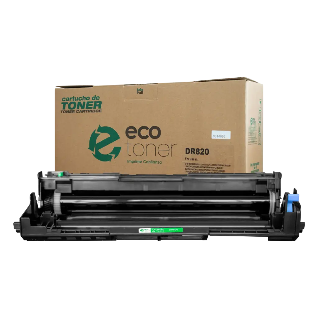 Unidad de imagen marca ECO-TONER para impresoras Brother DCP-L5500DN, L5600DN, L5000D, 100DN, Código DR820, Negro, Rendimiento para 30000 Págs.