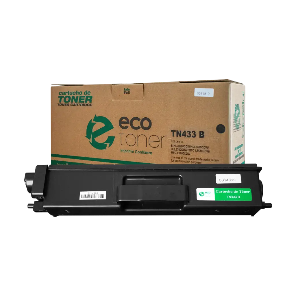 Cartucho de Tóner marca ECO-TONER para impresoras Brother 8900, código TN433, Negro, rendimiento para 4500 páginas