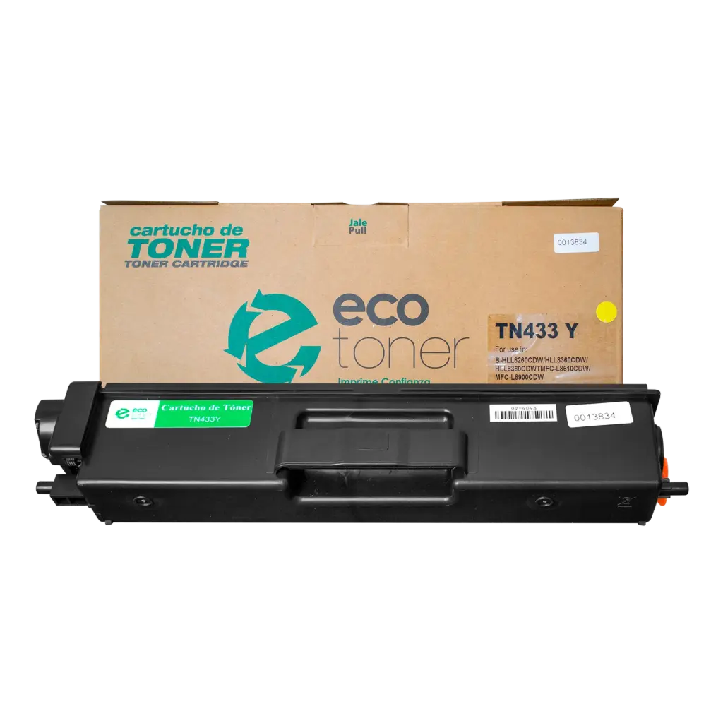 Cartucho de Tóner marca ECO-TONER para impresoras Brother 8900, código TN433, Yellow, rendimiento para 4000 páginas