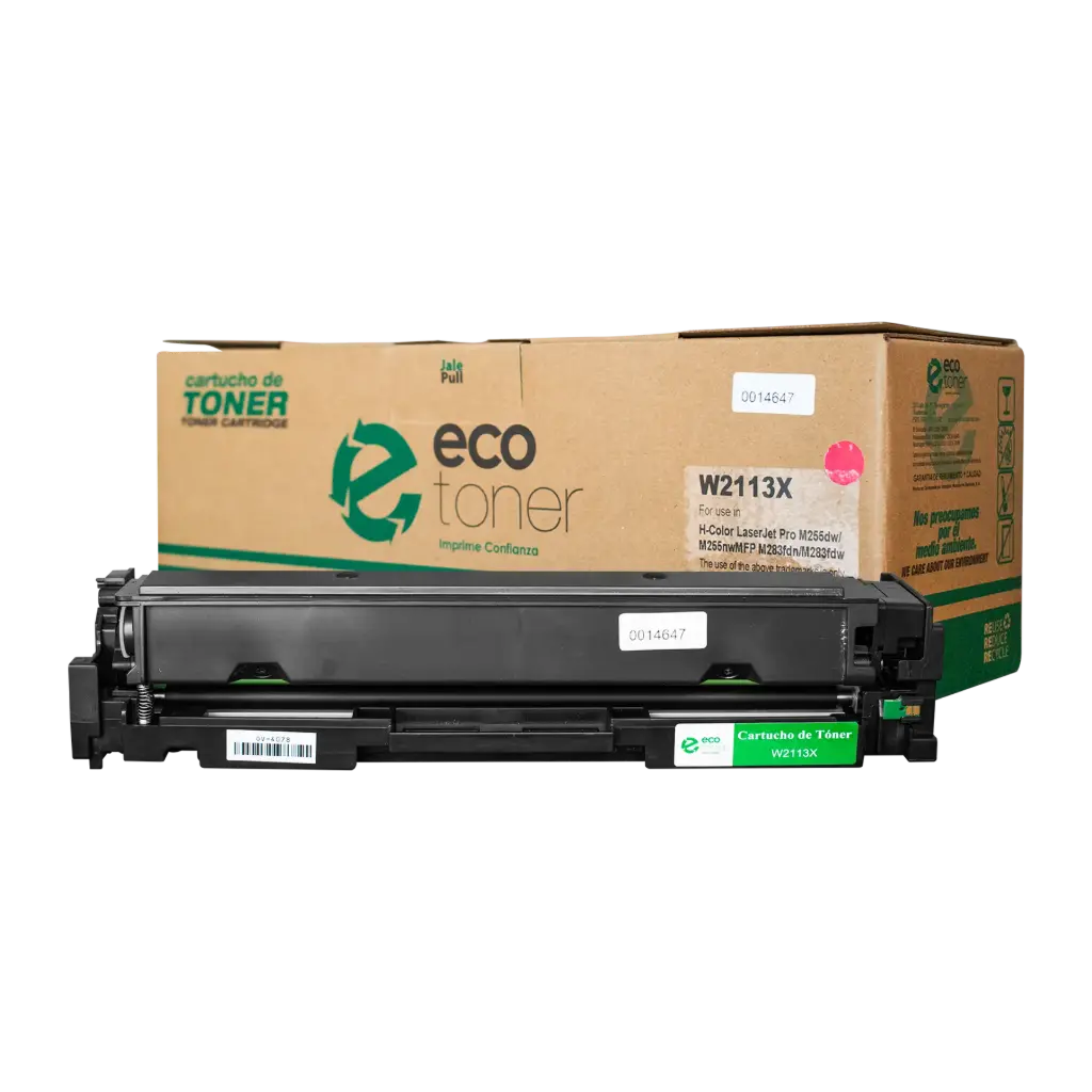 Cartucho de Tóner marca ECO-TONER para impresoras Hewlett Packard M283, código W2113X, Magenta, de alto rendimiento para 2450 páginas