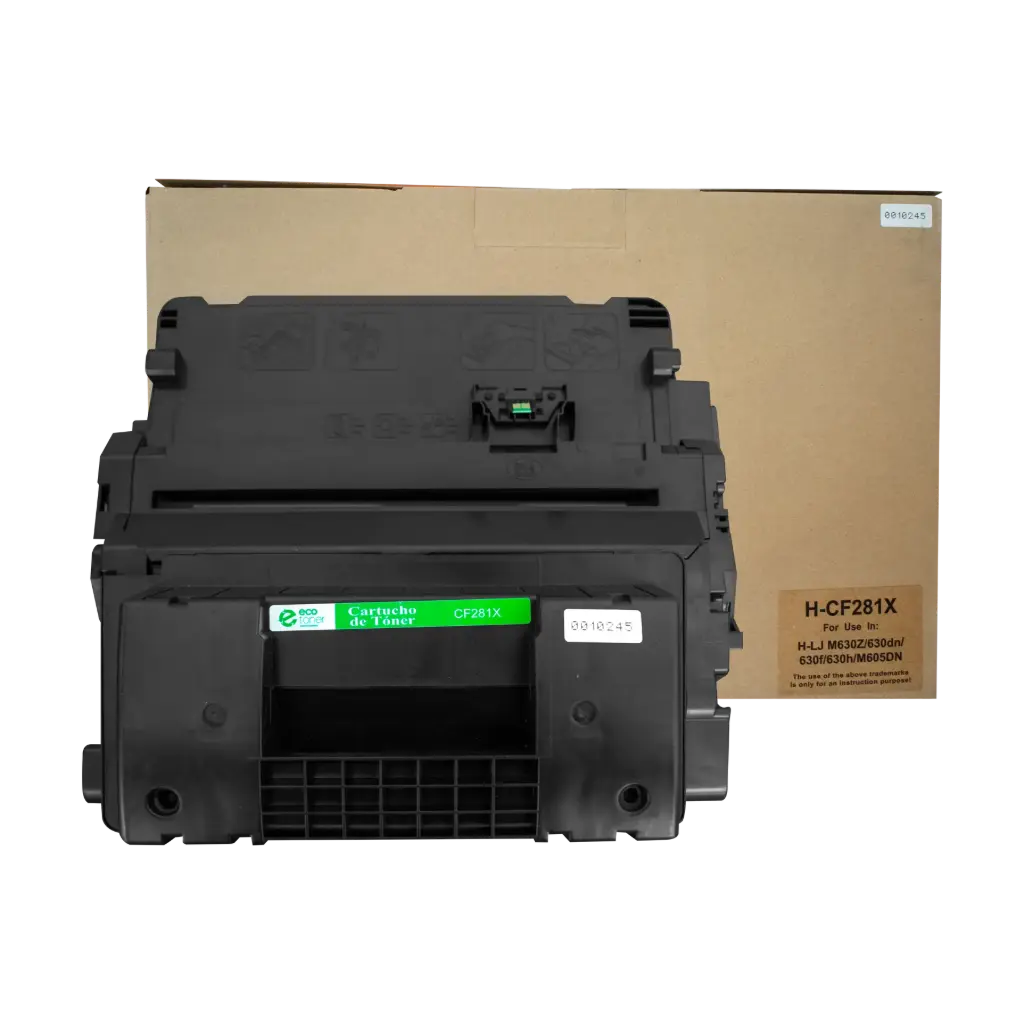 Cartucho de Tóner marca ECO-TONER para impresoras Hewlett Packard LJ M604, 605N, M604, 605, 606DN, M605, 606X, MFP M630DN, 630F, MFP 603H, 630Z, código CF281X, Negro, Alto Rendimiento para 25000 Págs.