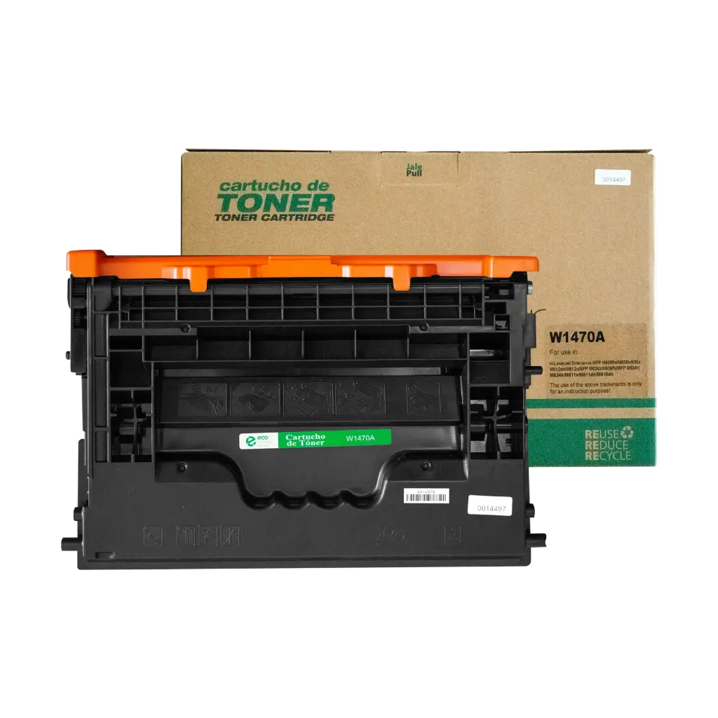 Cartucho de Tóner marca ECO-TONER para impresoras Hewlett Packard M610, 611, 612, código W1470A, Negro, Rendimiento para 10500 Págs.