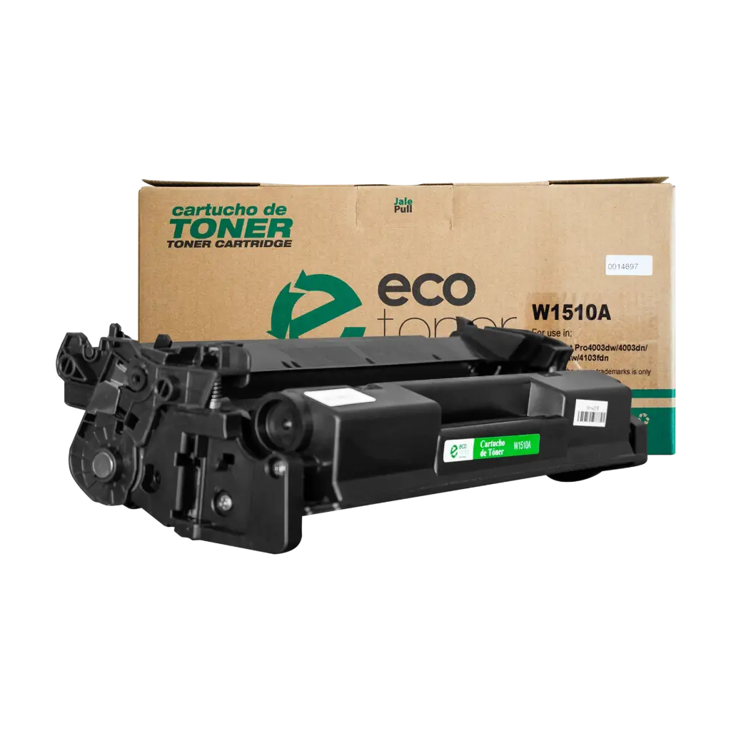 Cartucho de Tóner marca ECO-TONER compatible con impresoras Hewlett Packard Pro4003dw, 4003dn, MFP 4103fdw, 4103fdn, código W1510A, Negro, Rendimiento para 3050 Págs.