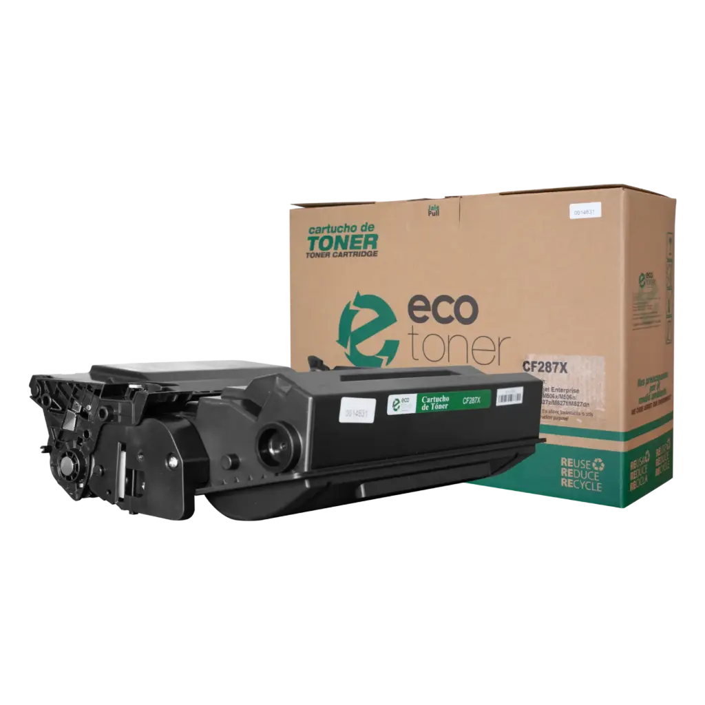 Cartucho de Tóner marca ECO-TONER para impresora Hewlett Packard LJ PRO M501DN/M506/M527DN, código CF287X, Negro Rendimiento para 18000 Págs. 
