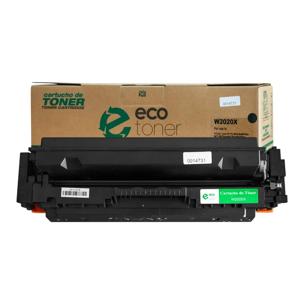 Cartucho de Tóner marca ECO-TONER para impresoras Hewlett Packard M479, M454, código W2020X, Negro, de alto rendimiento para 7500 páginas