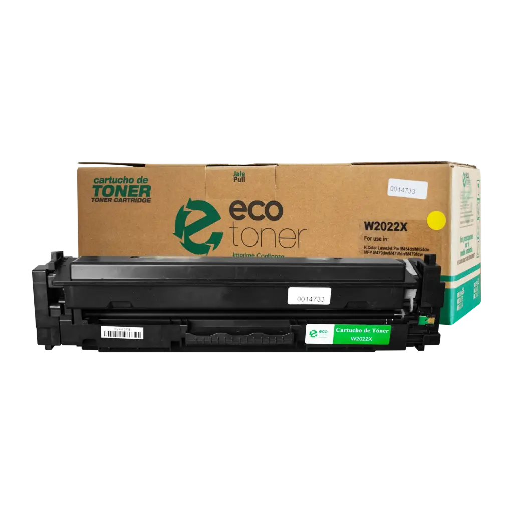 Cartucho de Tóner marca ECO-TONER para impresoras Hewlett Packard M479, M454, código W2022X, Yellow, rendimiento para 6000 páginas