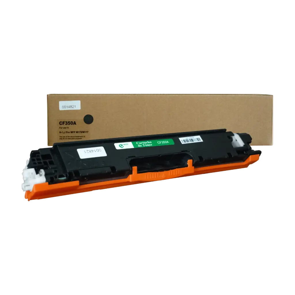 Cartucho de Tóner marca ECO-TONER para impresoras Hewlett Packard M176, M177, código CF350A, Negro, rendimiento para 1300 páginas     
