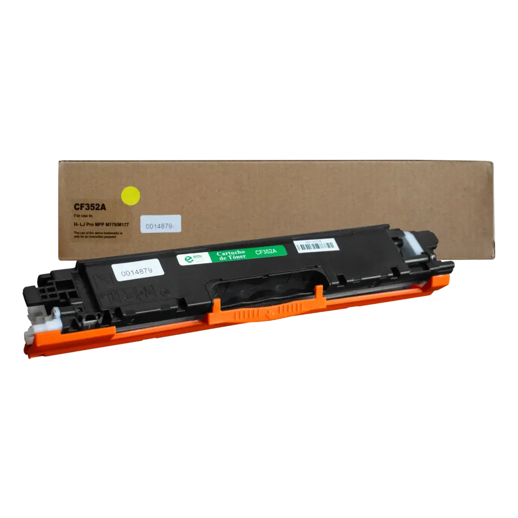 Cartucho de Tóner marca ECO-TONER para impresoras Hewlett Packard M176, M177, código CF352A, Yellow, rendimiento para 1000 páginas       