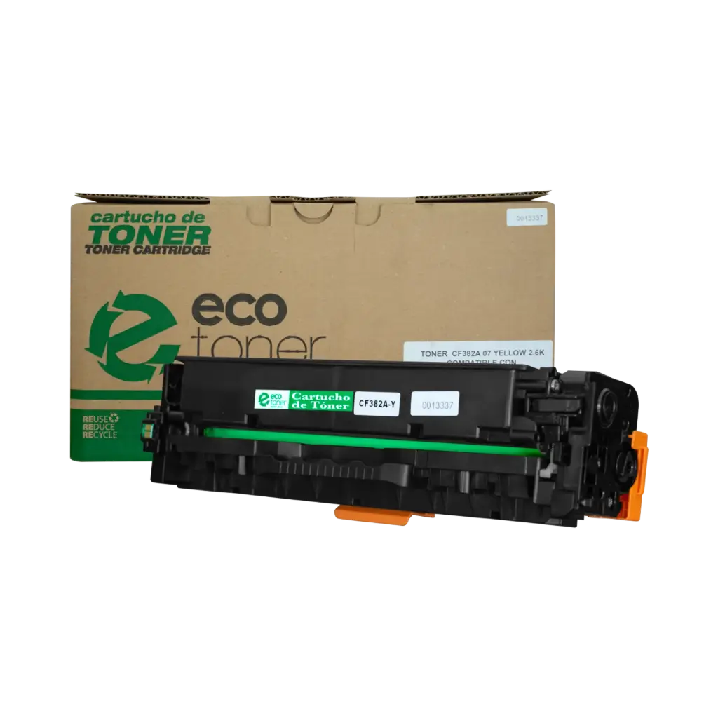 Cartucho de Tóner marca ECO-TONER para impresoras Helwett Packard LJ Pro MFP M476 código CF382A, Yellow, rendimiento para 2700 páginas