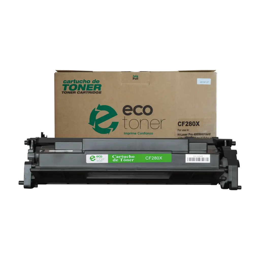 Cartucho de Tóner marca ECO-TONER para impresoras Hewlett Packard LJ PRO 400/M401/M425, código CF280X, Negro, Rendimiento para 6900 Págs. 