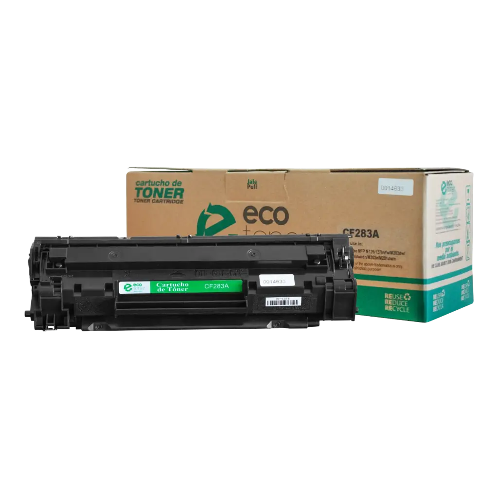 Cartucho de Tóner marca ECO-TONER para impresora Hewlett Packard LJ Pro MFP M125,127FN, 201, 202DW, 225DN, M202N, Código CF283A, Negro Rendimiento para 1500 Págs.      