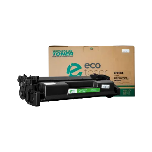 [HLCF258A07] Cartucho de Tóner marca ECO-TONER para impresoras Hewlett Packard M404, M428, código CF258A, Negro, Rendimiento para 3000 Págs.