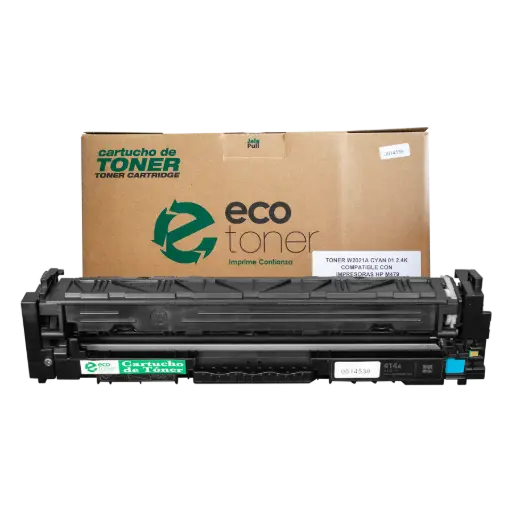 [HLW2021A07] Cartucho de Tóner marca ECO-TONER para impresoras Hewlett Packard M479, M454, código W2021A, Cian, rendimiento para 2100 páginas