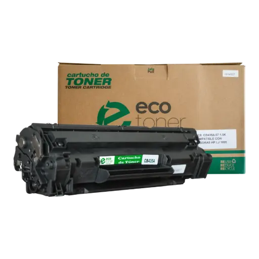 [HLCB435A07] Cartucho de Tóner marca ECO-TONER para impresoras Hewlett Packard P1005, P1006, código CB435A, Negro, Rendimiento para 1500 Págs. 
