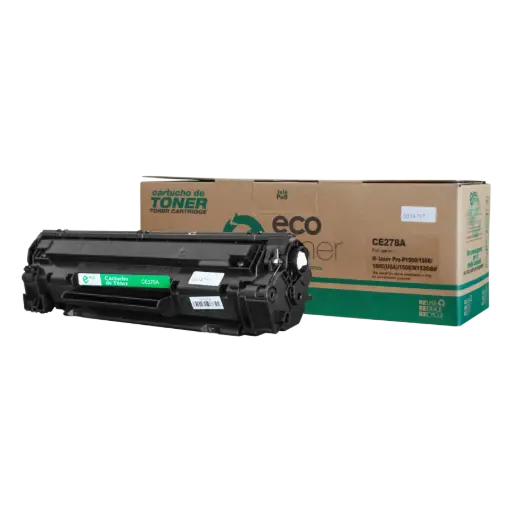 [HLCE278A07] Cartucho de Tóner marca ECO-TONER para impresoras Hewlett Packard LJ PRO P1566, 1606, código CE278A, Negro, Rendimiento para 2100 Págs.      
