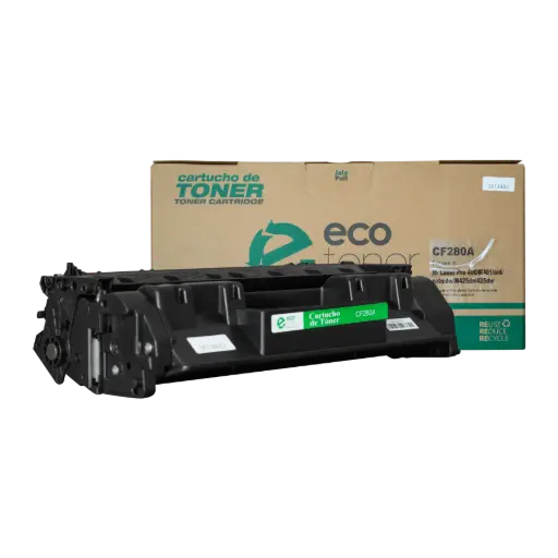 [HLCF280A07] Cartucho de Tóner marca ECO-TONER para impresoras Hewlett Packard LJ PRO 400, M401, M425, código CF280A, Negro, Rendimiento para 2700 Págs.