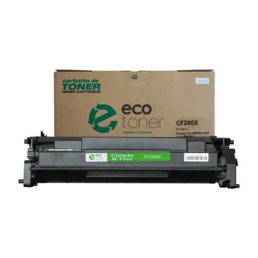 [HLCF280X07] Cartucho de Tóner marca ECO-TONER para impresoras Hewlett Packard LJ PRO 400, M401, M425, código CF280X, Negro, Rendimiento para 6900 Págs. 