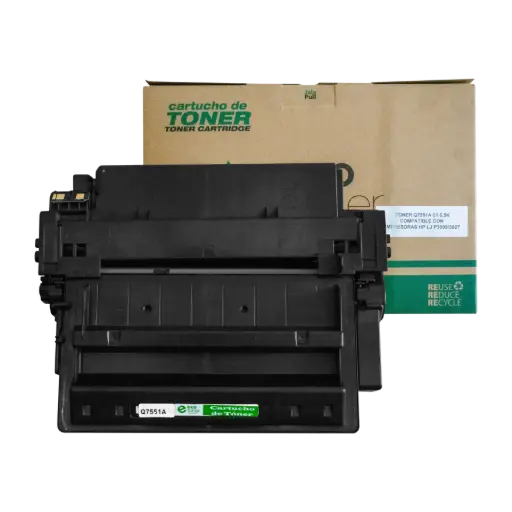 [HLQ7551A07] Cartucho de Tóner marca ECO-TONER para impresoras Hewlett Packard P3005, M3027MFP, M3035MFP, código Q7551A, Negro, Rendimiento para  6500 Págs.                
